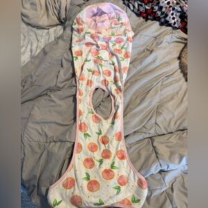 Peach Print Dog Onesie for recovery